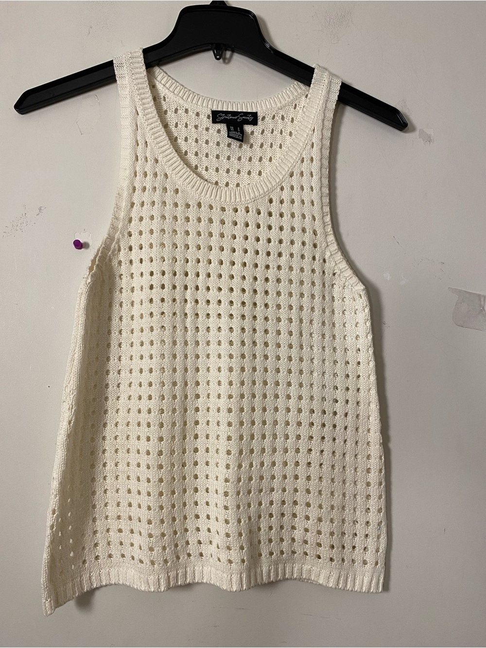 Streetwear Society Ivory Open-Weave Tank Top
